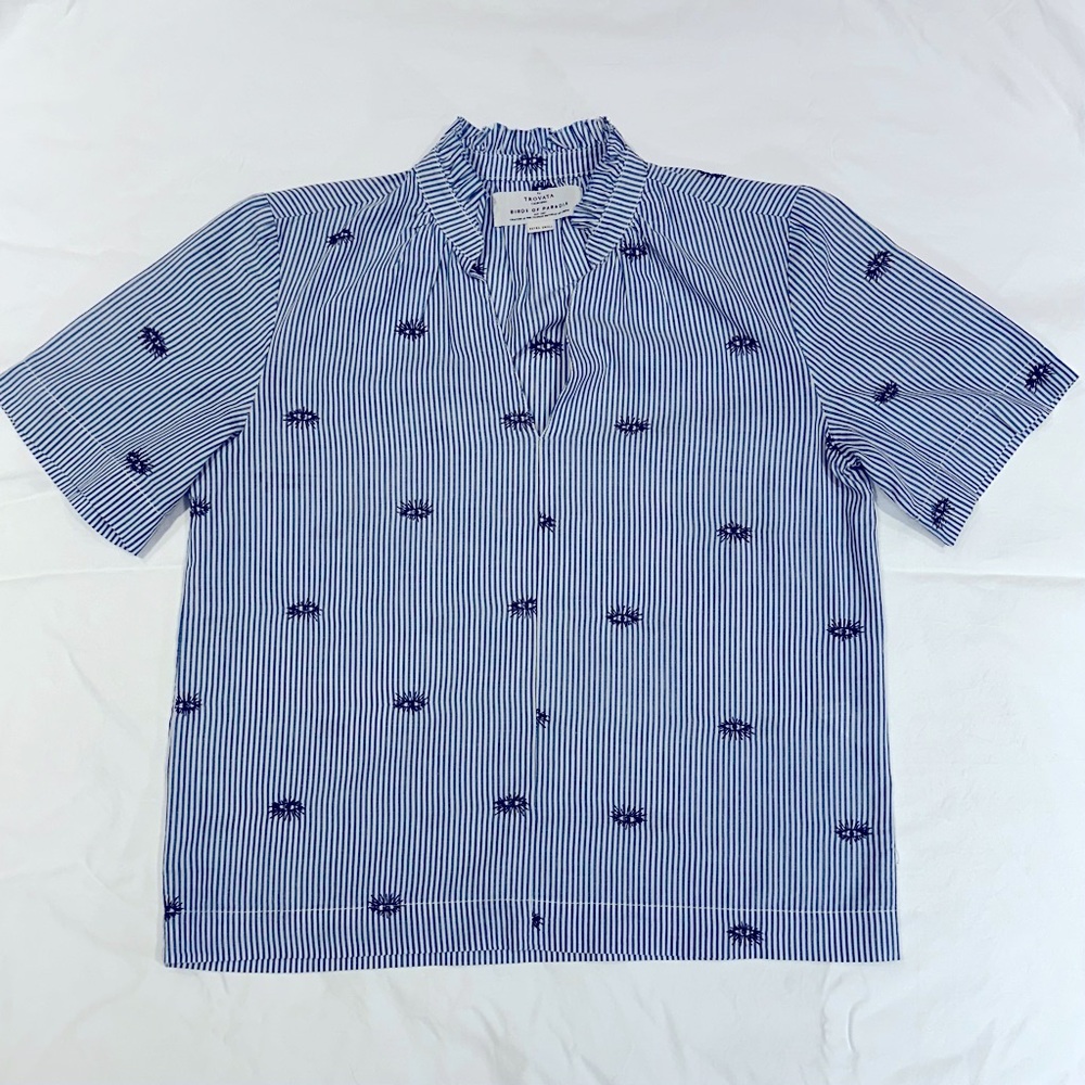 Trovata Birds of Paradise Anthropologie Evil Eye Blouse Size XS EUC
